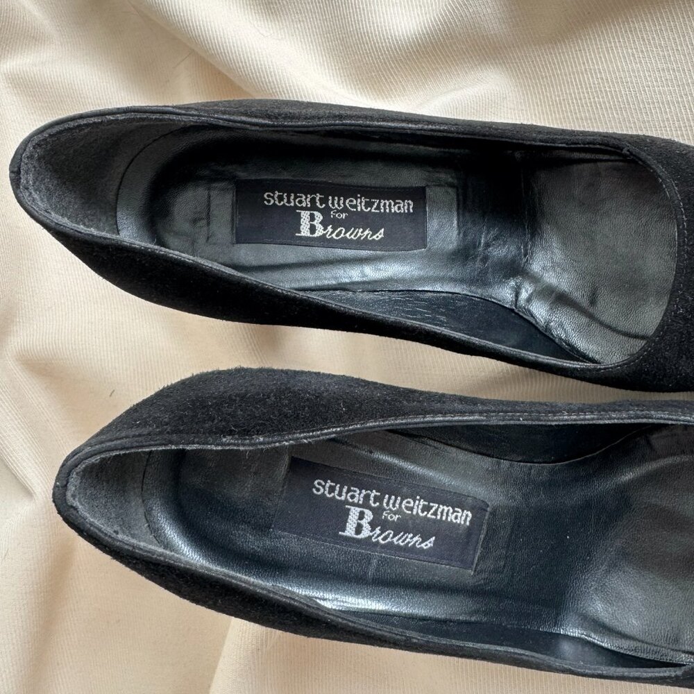 Vintage Stuart Weitzman Black Suede Platform Pumps, size 7 - Picture 3 of 8